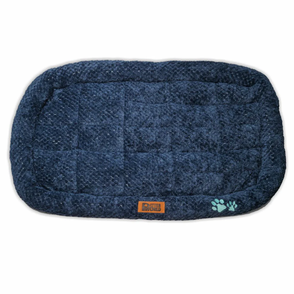 Petter World Luxury Quilted Crate Mat with Padded Perimeters for Extra Support for Dogs (Ensign Blue) - Image 3
