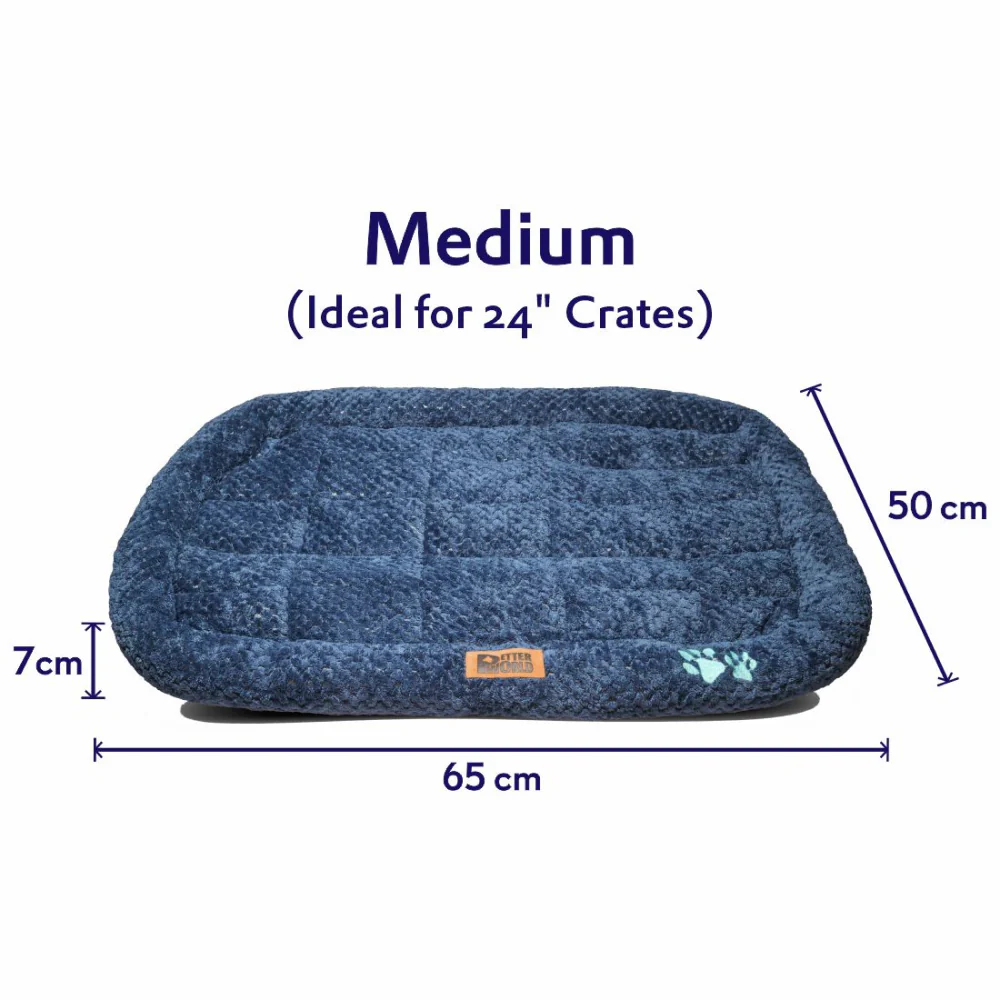 Petter World Luxury Quilted Crate Mat with Padded Perimeters for Extra Support for Dogs (Ensign Blue) - Image 4