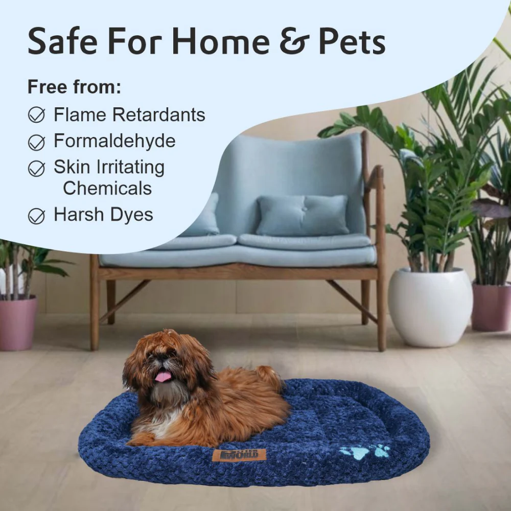Petter World Luxury Quilted Crate Mat with Padded Perimeters for Extra Support for Dogs (Ensign Blue) - Image 5