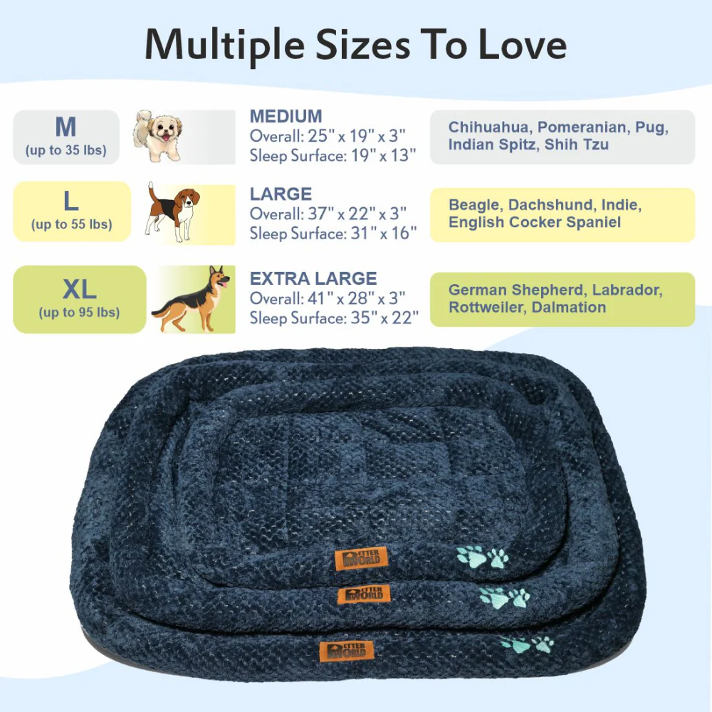 Petter World Luxury Quilted Crate Mat with Padded Perimeters for Extra Support for Dogs (Ensign Blue) - Image 7
