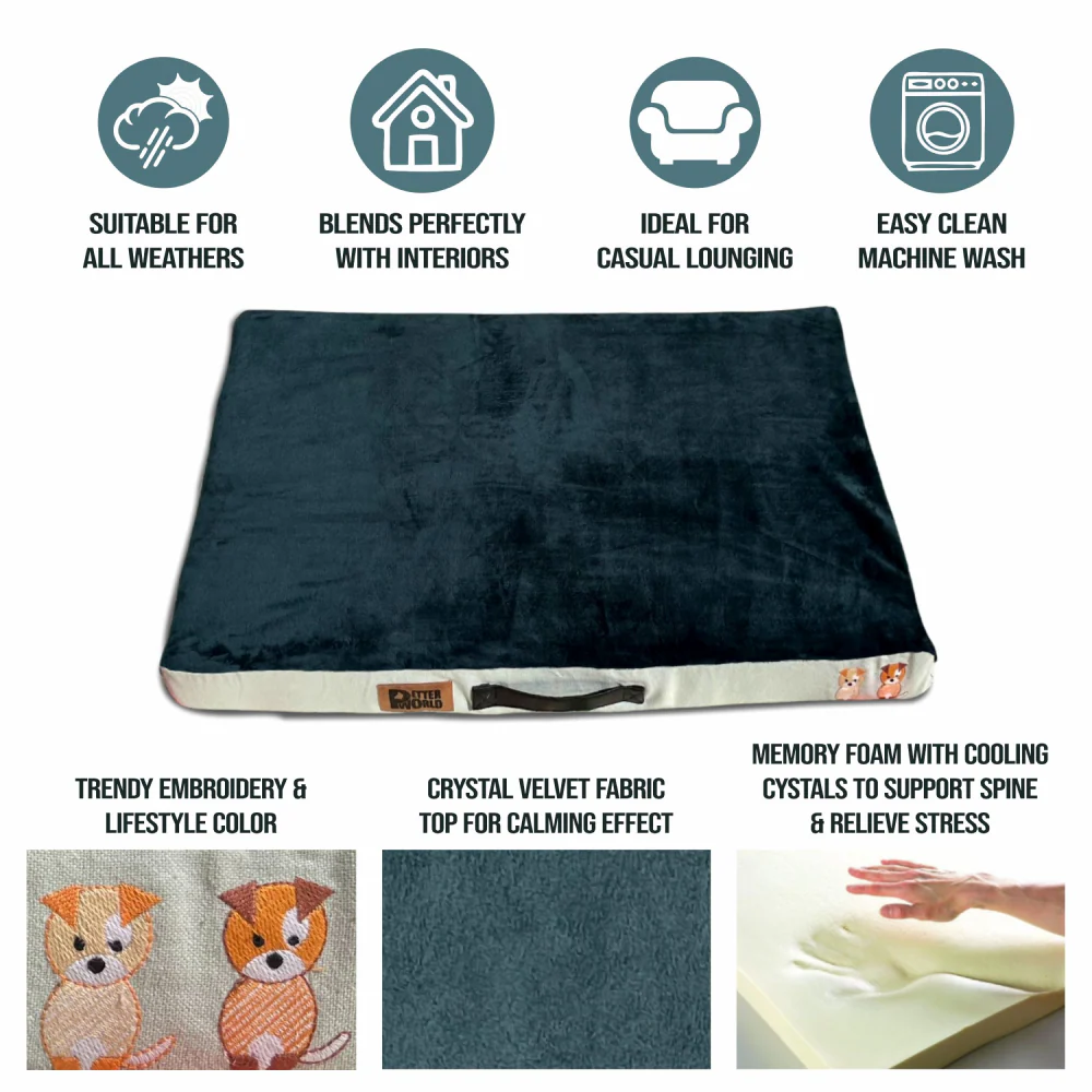 Petter World Orthopedic Memory Foam Bed With Large Sleep Surface for Dogs (Bottle Green) - Image 5