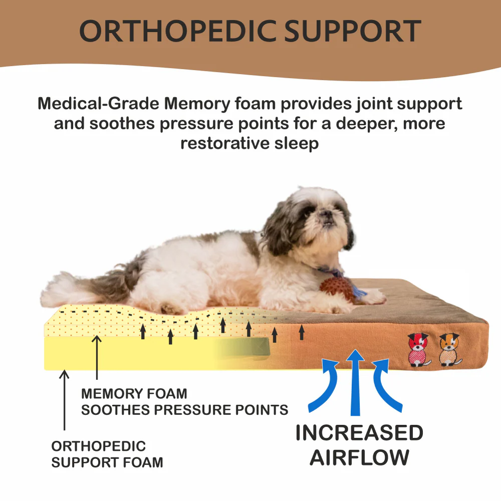 Petter World Orthopedic Memory Foam Bed With Large Sleep Surface for Dogs (Mocha Brown) - Image 4