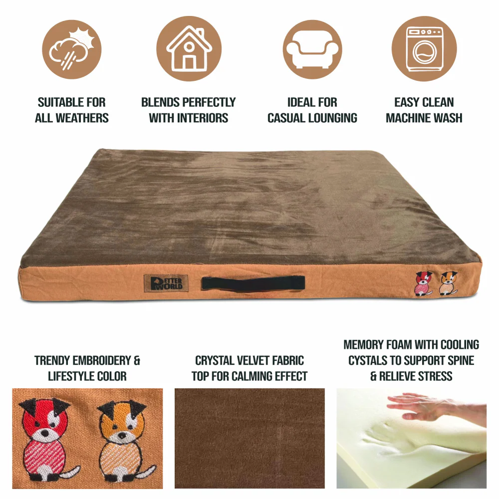 Petter World Orthopedic Memory Foam Bed With Large Sleep Surface for Dogs (Mocha Brown) - Image 6