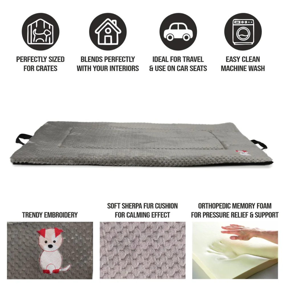 Petter World Orthopedic Memory Foam Crate Mat for Joint Support & Pressure Relief for Dogs (Meteorite) - Image 6