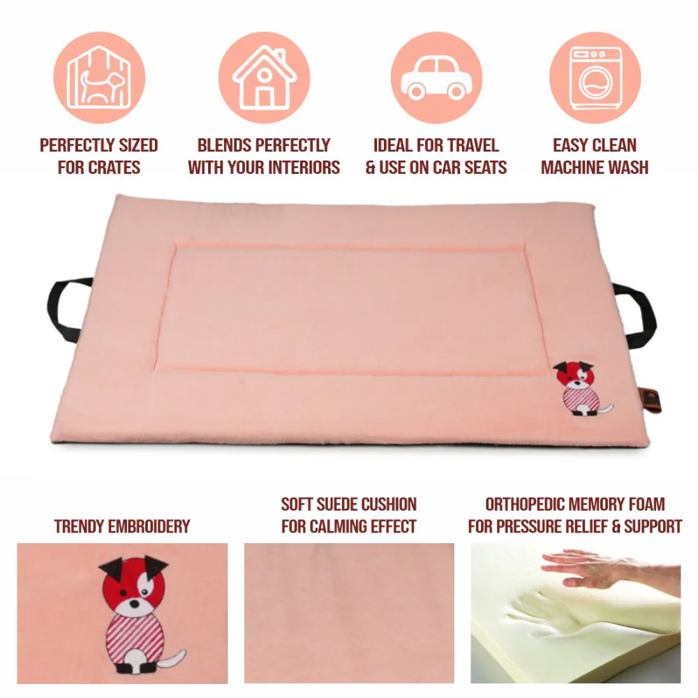 Petter World Orthopedic Memory Foam Crate Mat for Joint Support & Pressure Relief for Dogs (Peach Pearl) - Image 6