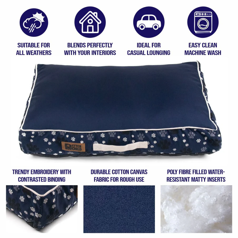 Petter World Outdoor Artisanal Rectangular Cushion Mattress Bed with Washable Cover for Dogs (Ensign Blue) - Image 6
