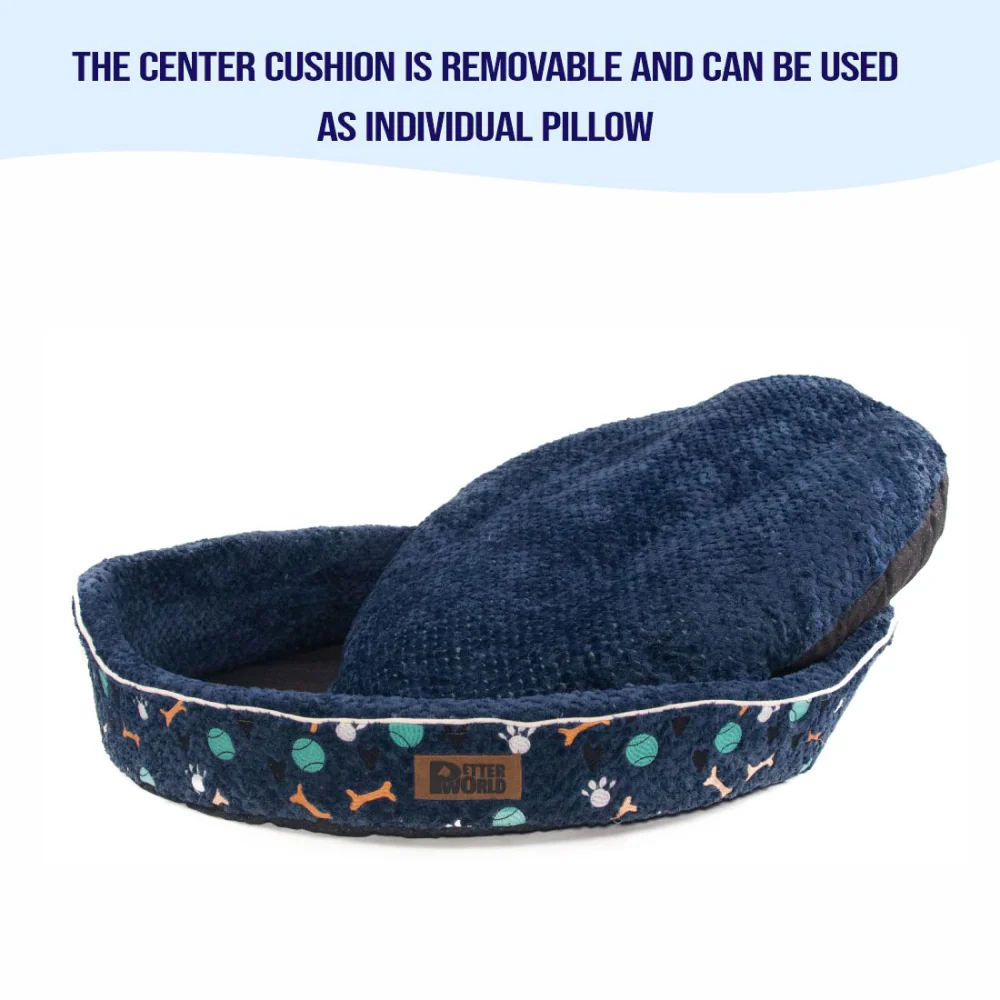 Petter World Soft Micro Fur Round Orthopedic Cuddler Bed with Removable Cushion Top for Dogs (Ensign Blue) - Image 4