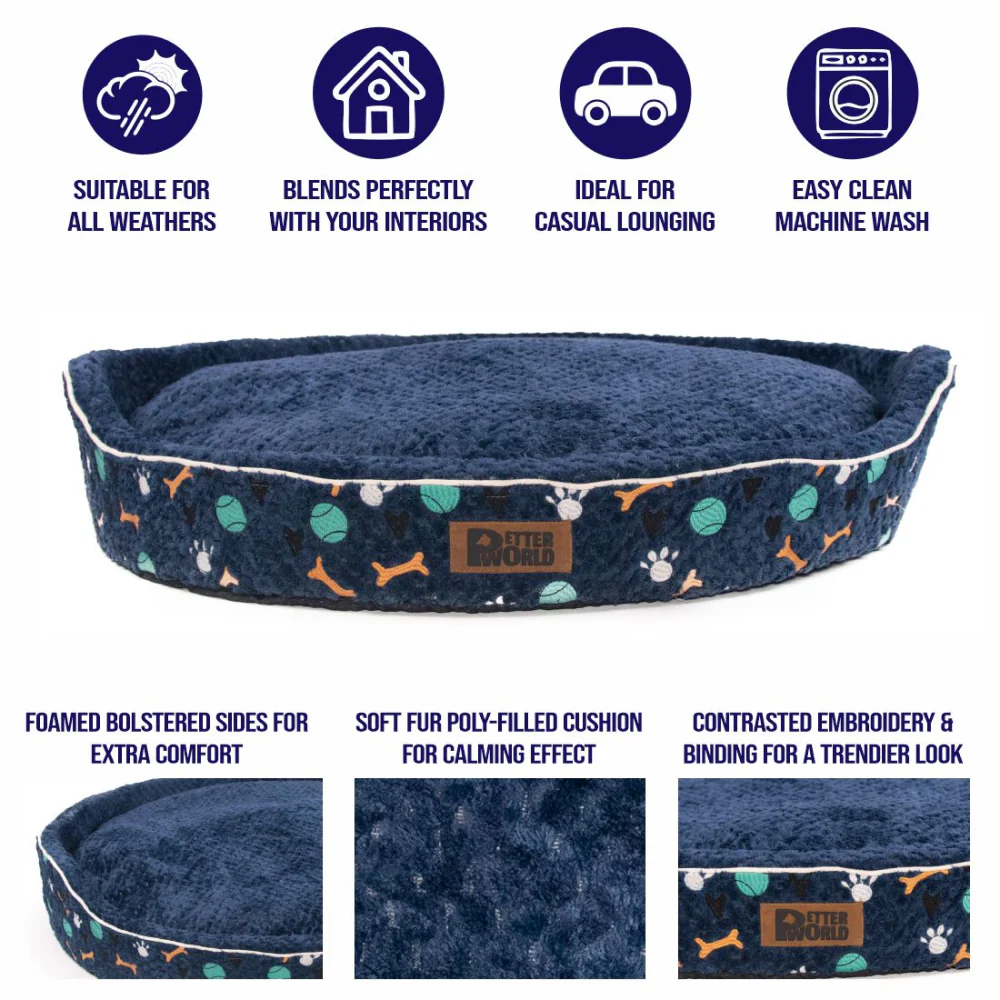 Petter World Soft Micro Fur Round Orthopedic Cuddler Bed with Removable Cushion Top for Dogs (Ensign Blue) - Image 6
