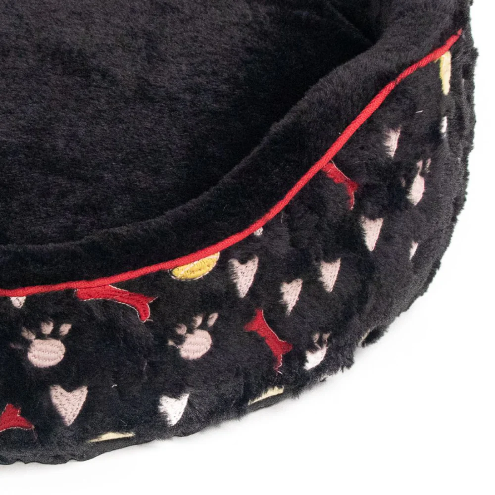 Petter World Soft Micro Fur Round Orthopedic Cuddler Bed with Removable Cushion Top for Dogs (Jet Black) - Image 3