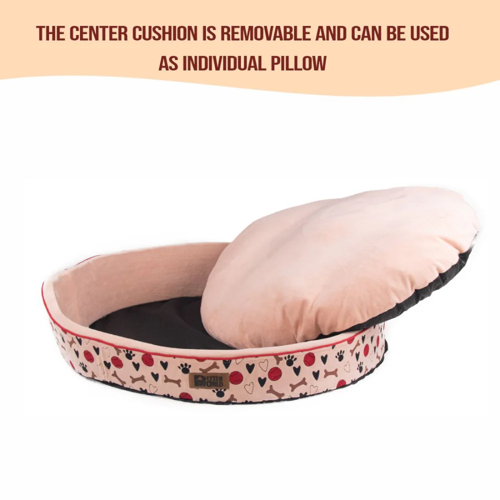 Petter World Soft Micro Fur Round Orthopedic Cuddler Bed with Removable Cushion Top for Dogs (Peach Pearl) - Image 4