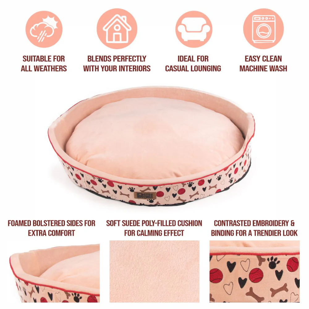 Petter World Soft Micro Fur Round Orthopedic Cuddler Bed with Removable Cushion Top for Dogs (Peach Pearl) - Image 6