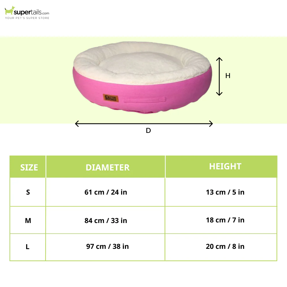 Petter World Ultra Luxury Cotton Canvas Donut Bed With Removable Sherpa Fur Cushion for Dogs (Crocus) - Image 2