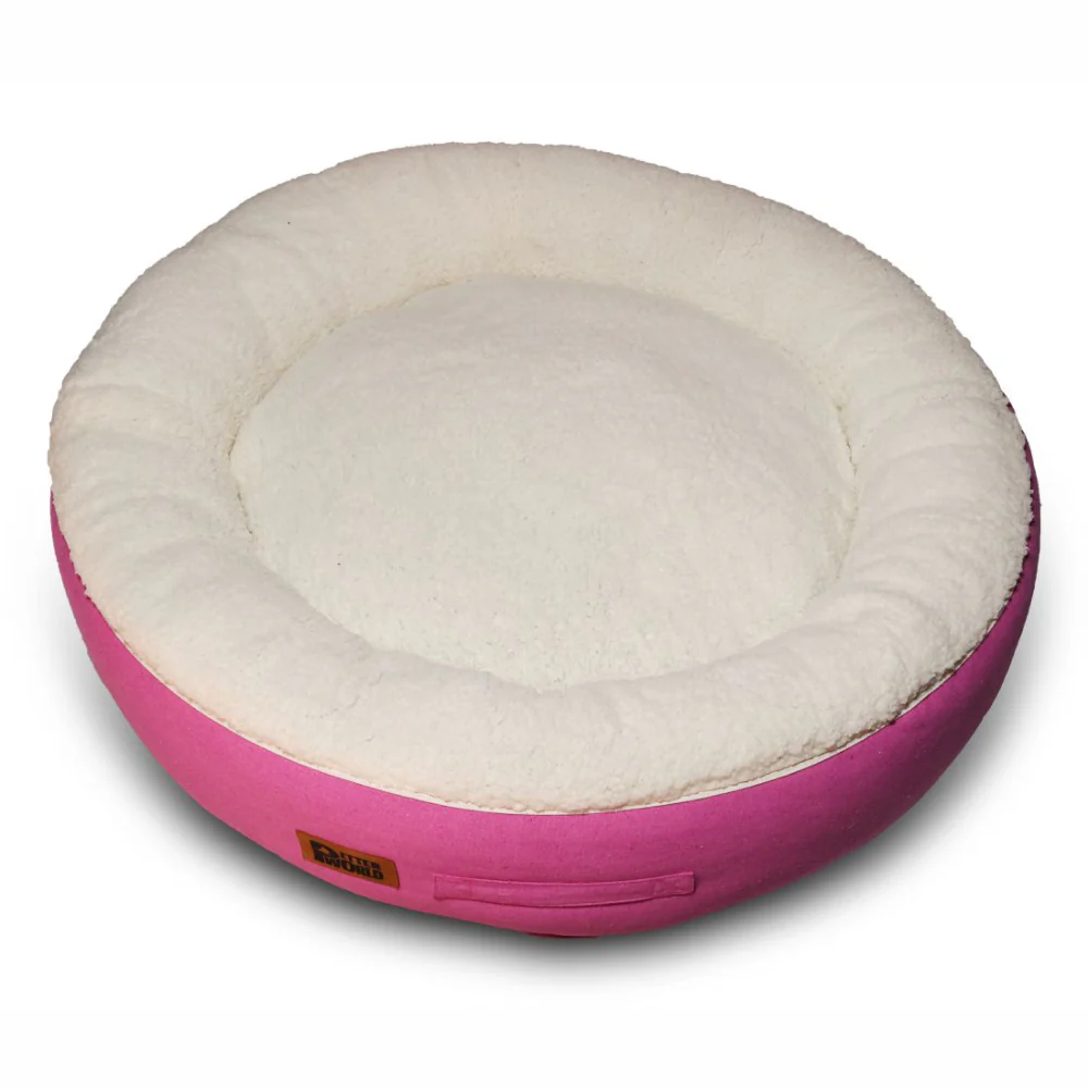 Petter World Ultra Luxury Cotton Canvas Donut Bed With Removable Sherpa Fur Cushion for Dogs (Crocus) - Image 3