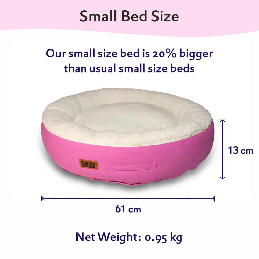 Petter World Ultra Luxury Cotton Canvas Donut Bed With Removable Sherpa Fur Cushion for Dogs (Crocus) - Image 5