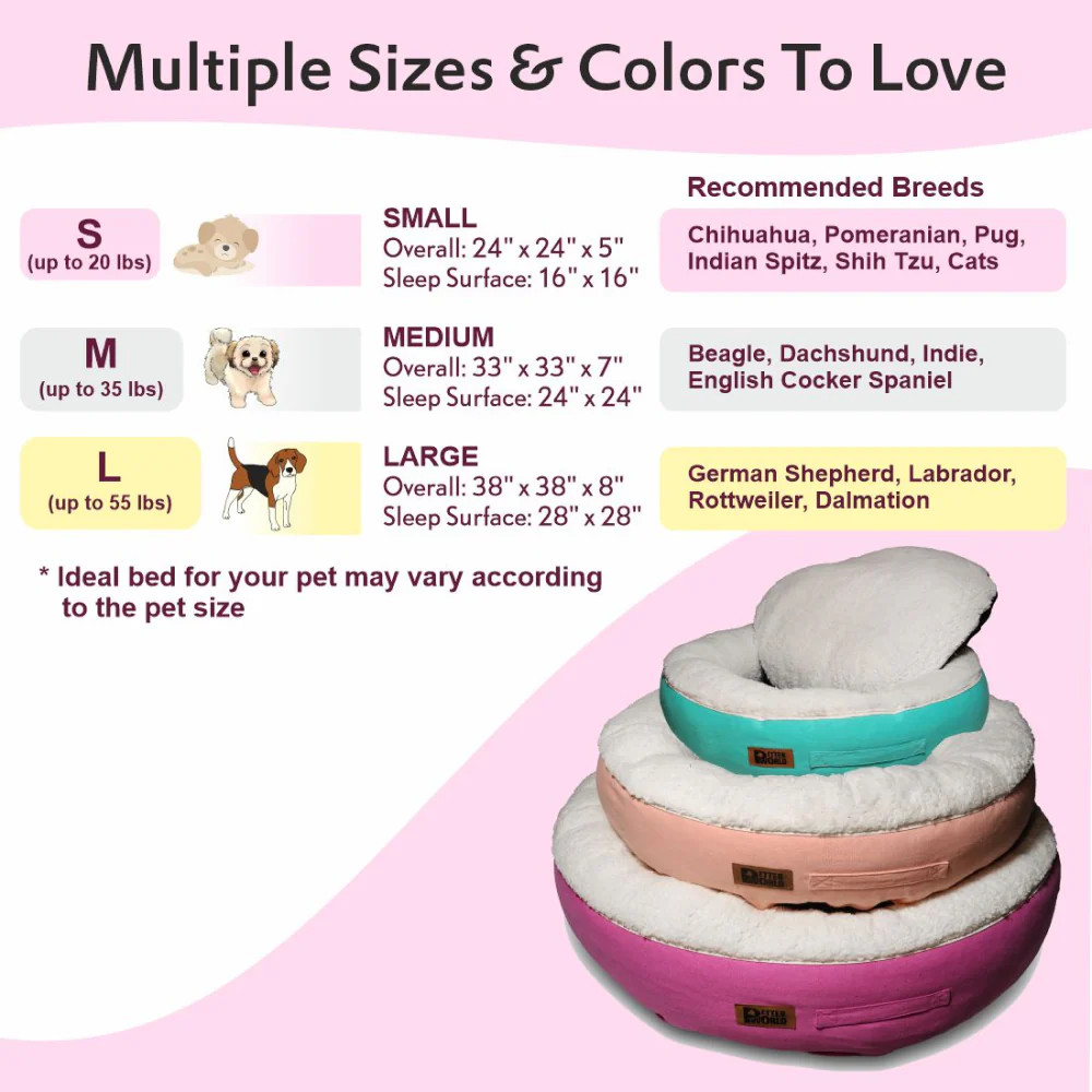 Petter World Ultra Luxury Cotton Canvas Donut Bed With Removable Sherpa Fur Cushion for Dogs (Crocus) - Image 7