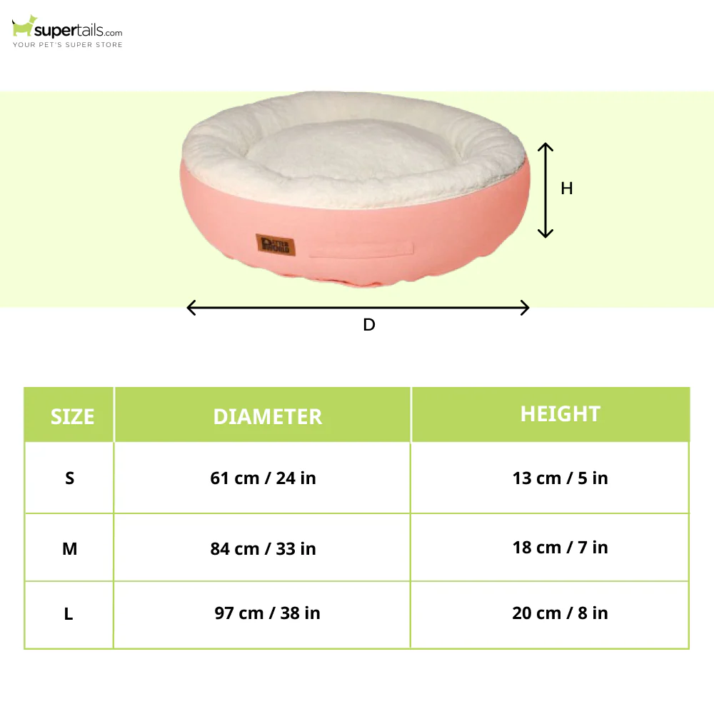 Petter World Ultra Luxury Cotton Canvas Donut Bed With Removable Sherpa Fur Cushion for Dogs (Peach Pearl) - Image 2