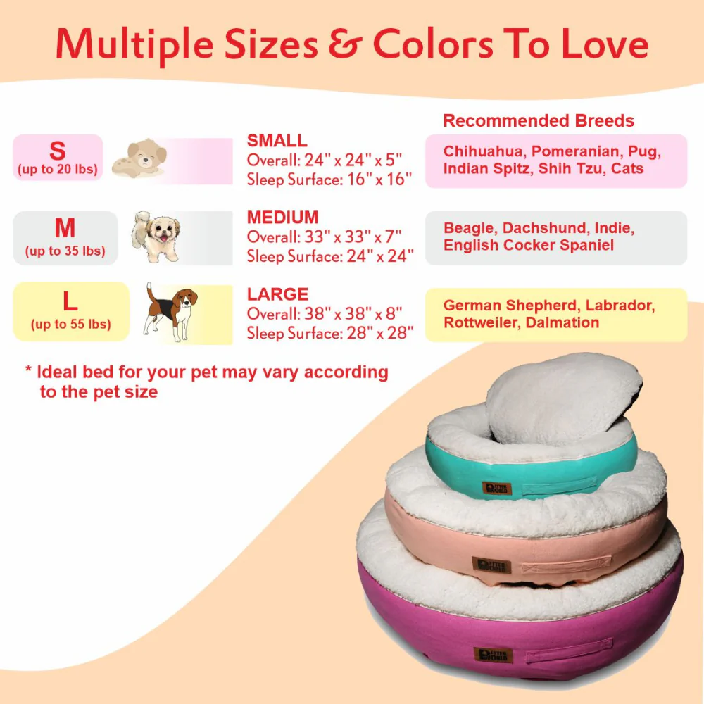 Petter World Ultra Luxury Cotton Canvas Donut Bed With Removable Sherpa Fur Cushion for Dogs (Peach Pearl) - Image 7