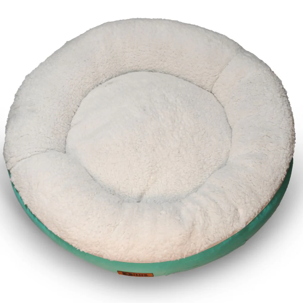 Petter World Ultra Luxury Cotton Canvas Donut Bed With Removable Sherpa Fur Cushion for Dogs (Turquoise) - Image 3