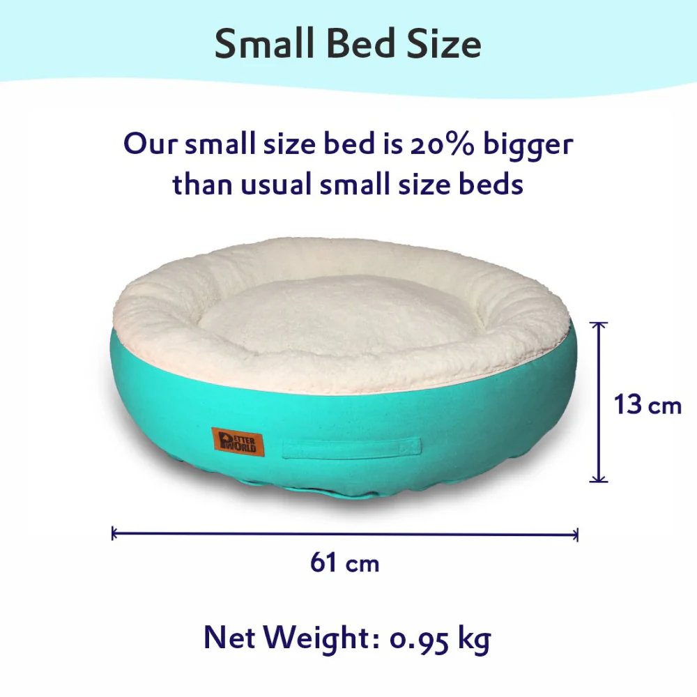 Petter World Ultra Luxury Cotton Canvas Donut Bed With Removable Sherpa Fur Cushion for Dogs (Turquoise) - Image 5