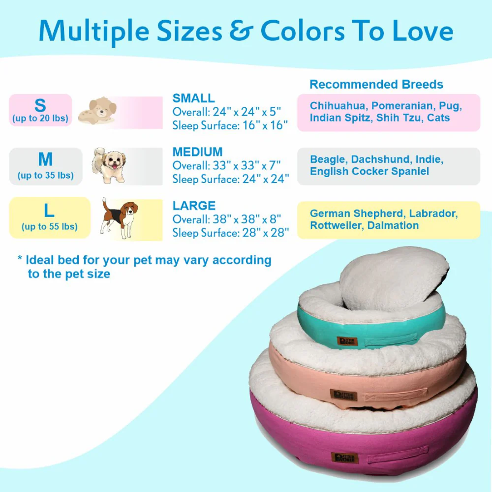 Petter World Ultra Luxury Cotton Canvas Donut Bed With Removable Sherpa Fur Cushion for Dogs (Turquoise) - Image 7