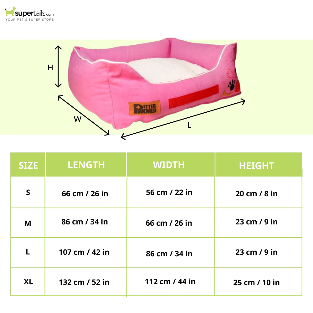 Petter World Ultra Luxury Cotton Canvas Lounger With Removable Sherpa Fur Cushion for Dogs (Crocus) - Image 2