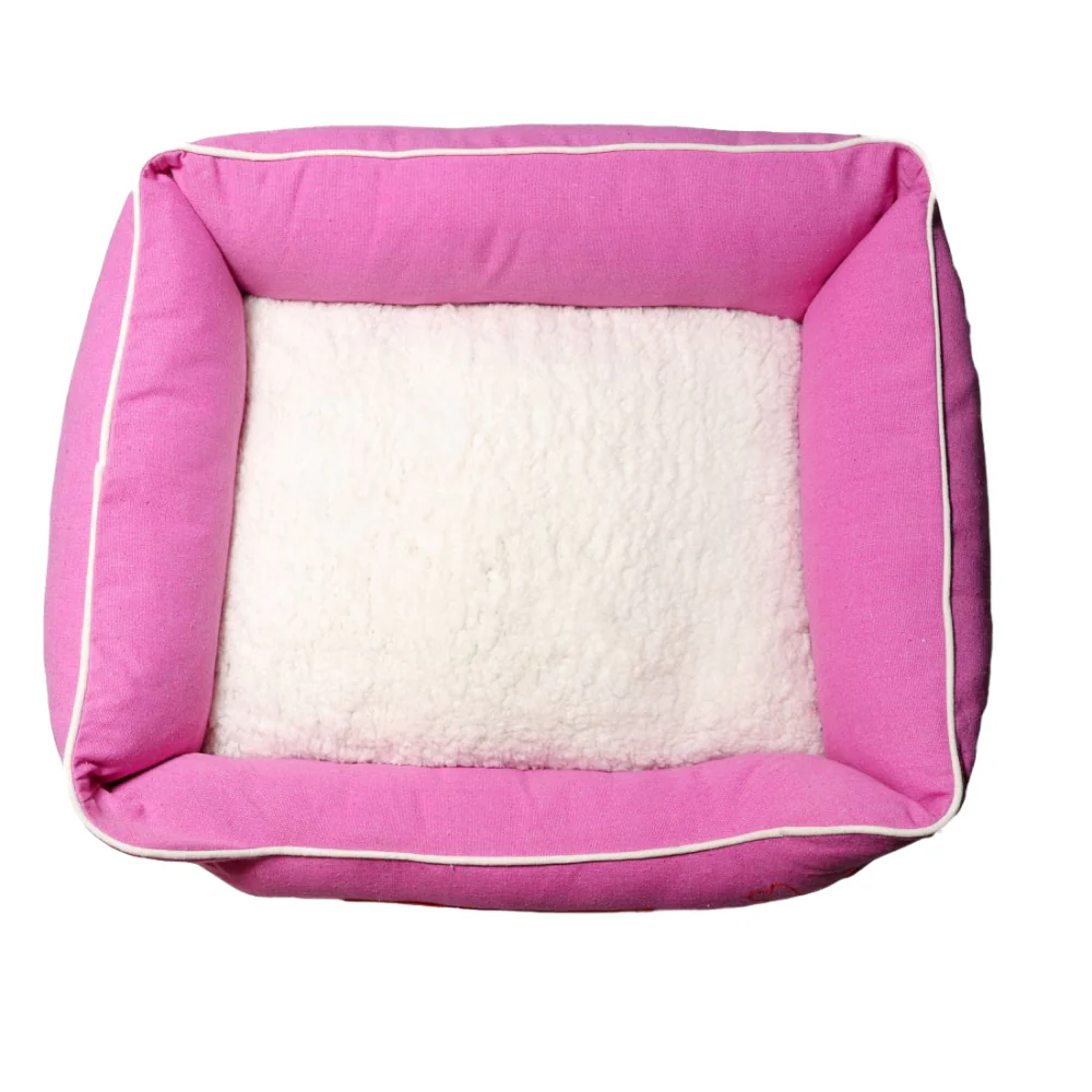 Petter World Ultra Luxury Cotton Canvas Lounger With Removable Sherpa Fur Cushion for Dogs (Crocus) - Image 3
