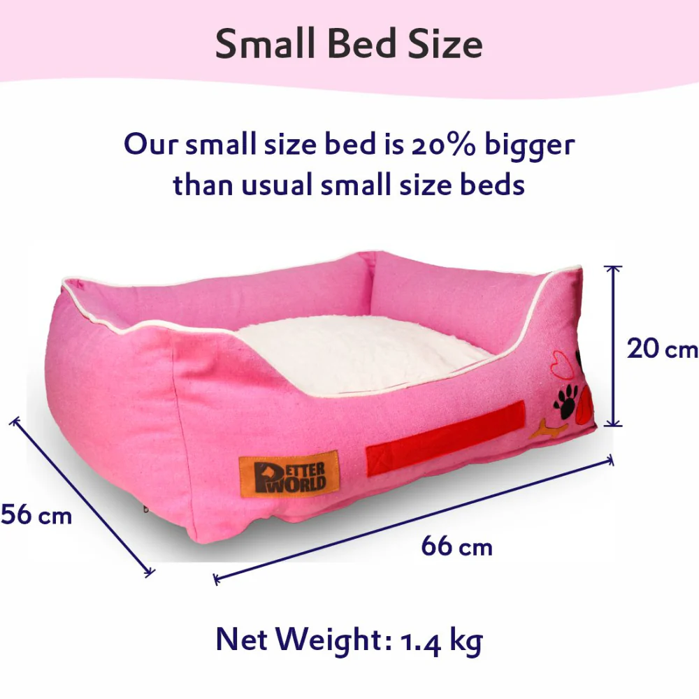 Petter World Ultra Luxury Cotton Canvas Lounger With Removable Sherpa Fur Cushion for Dogs (Crocus) - Image 7