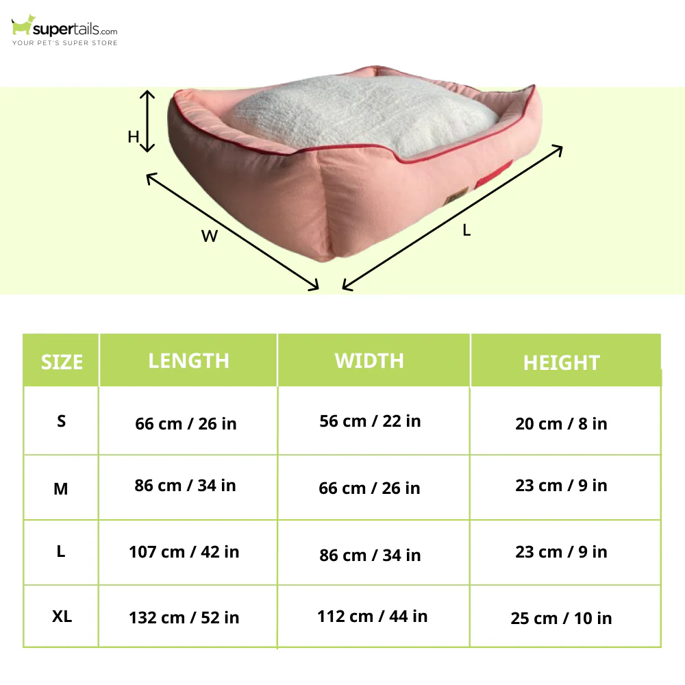 Petter World Ultra Luxury Cotton Canvas Lounger With Removable Sherpa Fur Cushion for Dogs (Peach Pearl) - Image 2