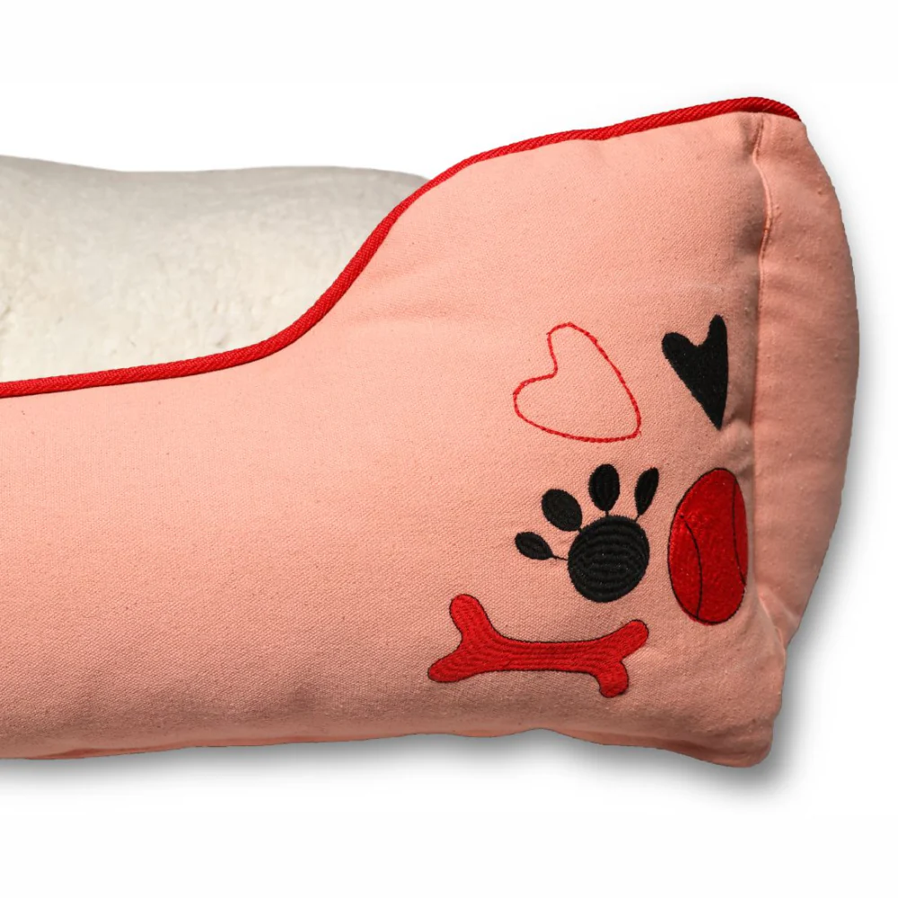 Petter World Ultra Luxury Cotton Canvas Lounger With Removable Sherpa Fur Cushion for Dogs (Peach Pearl) - Image 3