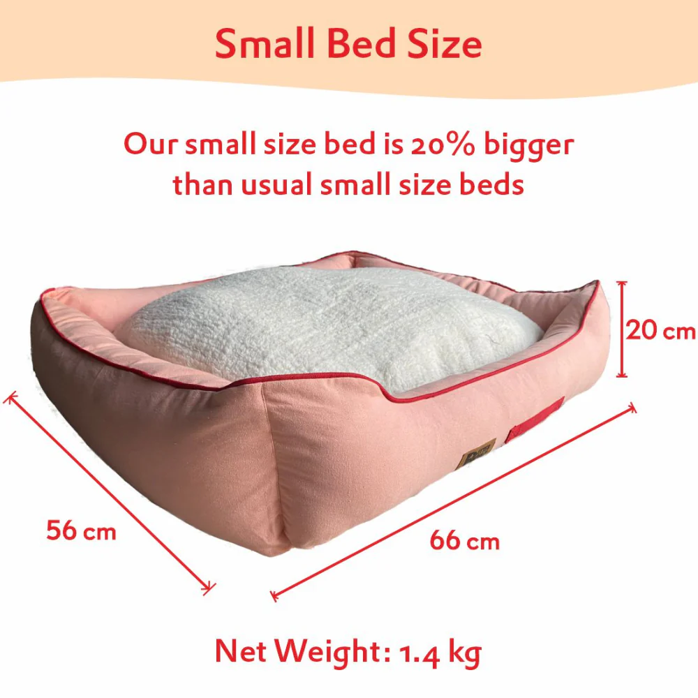 Petter World Ultra Luxury Cotton Canvas Lounger With Removable Sherpa Fur Cushion for Dogs (Peach Pearl) - Image 5