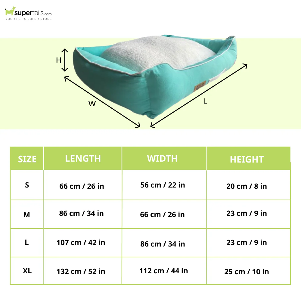 Petter World Ultra Luxury Cotton Canvas Lounger With Removable Sherpa Fur Cushion for Dogs (Turquoise) - Image 2