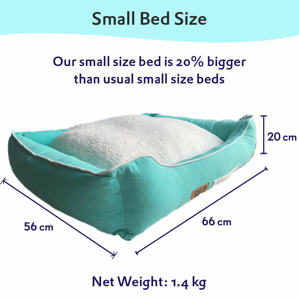 Petter World Ultra Luxury Cotton Canvas Lounger With Removable Sherpa Fur Cushion for Dogs (Turquoise) - Image 5