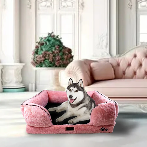 Petter World Ultra Luxury Micro Fur Orthopedic Sofa Bed for Dogs (Millennial Pink) - Image 3