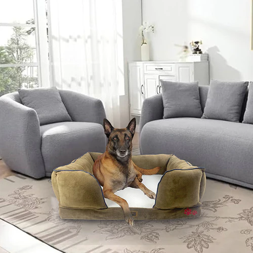 Petter World Ultra Luxury Micro Fur Orthopedic Sofa Bed for Dogs (Mocha Brown) - Image 3