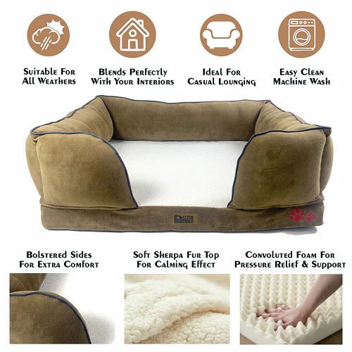 Petter World Ultra Luxury Micro Fur Orthopedic Sofa Bed for Dogs (Mocha Brown) - Image 4