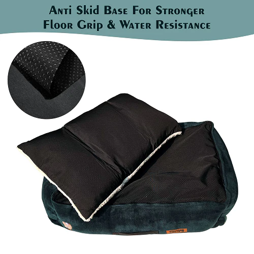 Petter World Ultra Luxury Micro Lounger Bed With Removable Sherpa for Dogs (Green) - Image 6