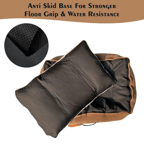 Petter World Ultra Luxury Micro Lounger Bed With Removable Sherpa for Dogs (Mocha Brown) - Image 6