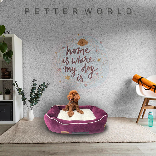 Petter World Ultra Luxury Micro Lounger Bed With Removable Sherpa for Dogs (Mulled Wine) - Image 3