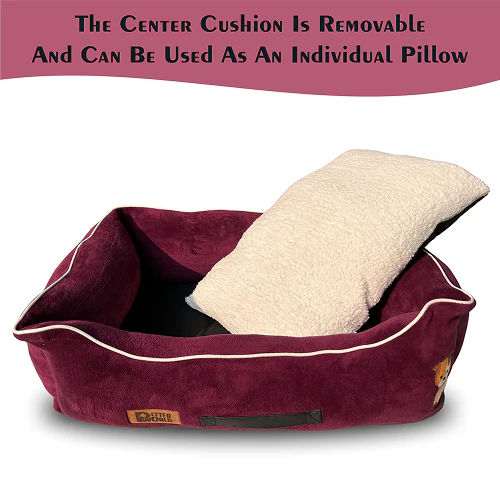 Petter World Ultra Luxury Micro Lounger Bed With Removable Sherpa for Dogs (Mulled Wine) - Image 4