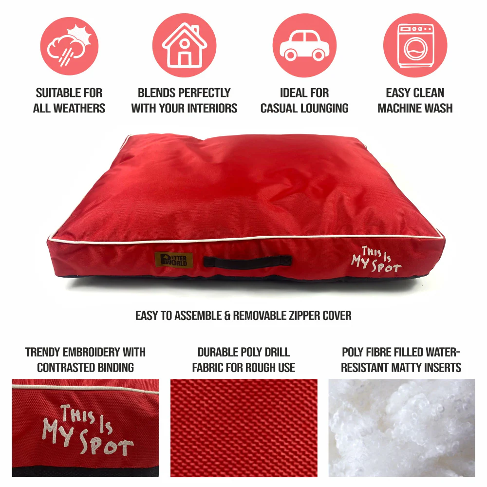 Petter World Waterproof Easy Clean Monsoon Bed with Removable & Washable Cover (Cherry Red) - Image 4
