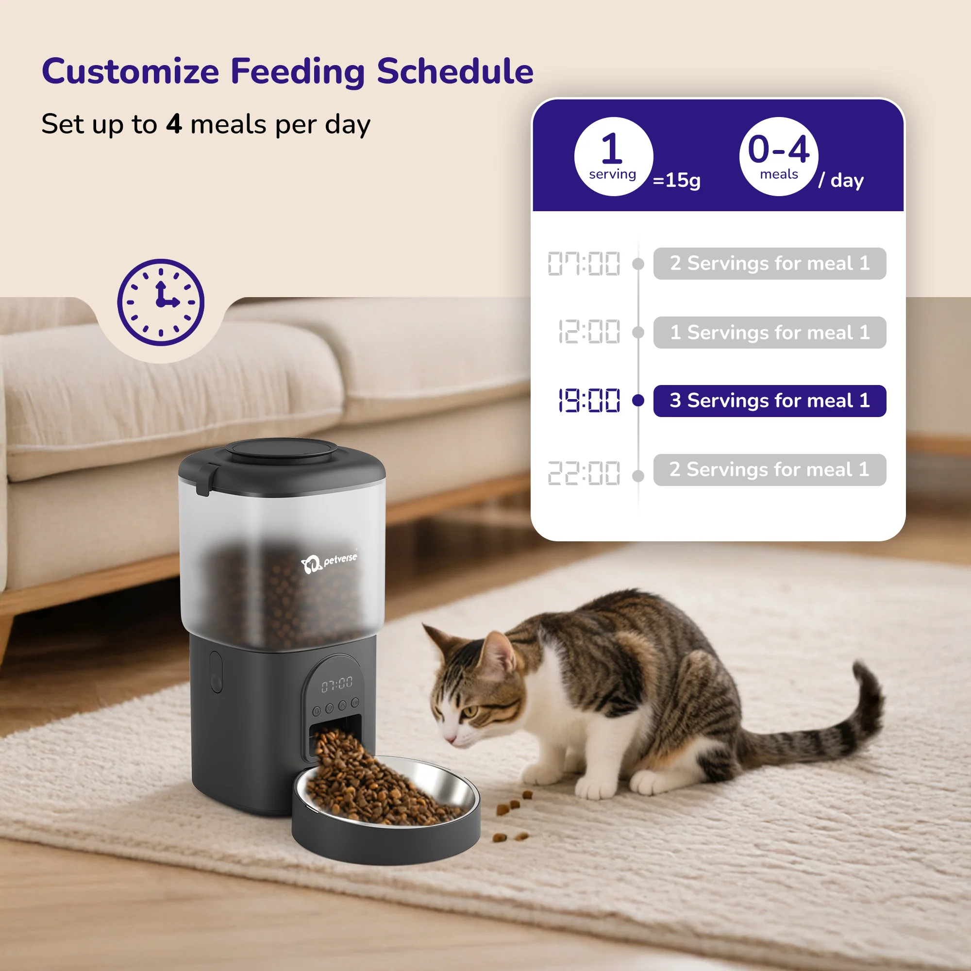 Petverse Automatic Smart Timer with Portion Control Feeder for Dogs & Cats (Black) - Image 4