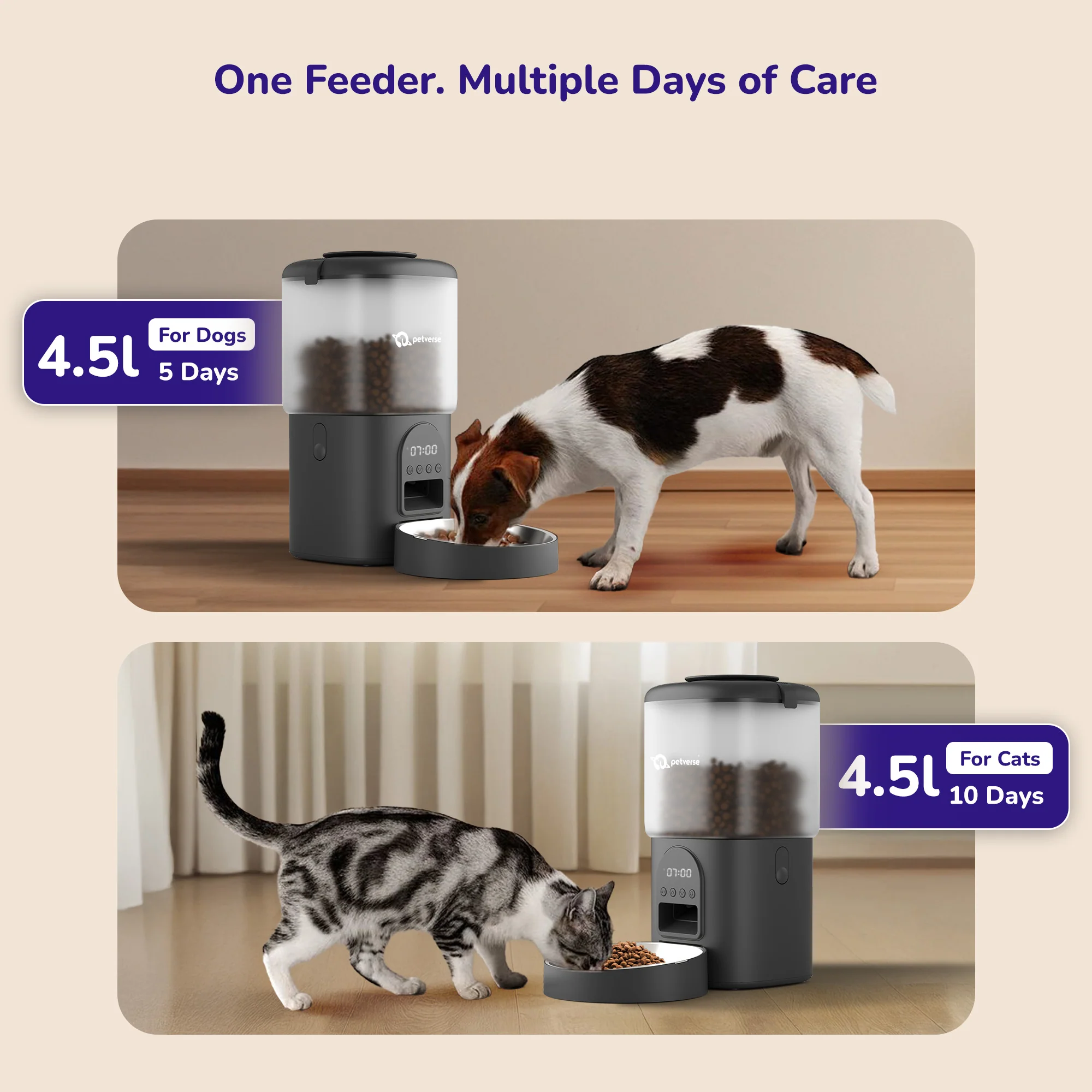 Petverse Automatic Smart Timer with Portion Control Feeder for Dogs & Cats (Black) - Image 5