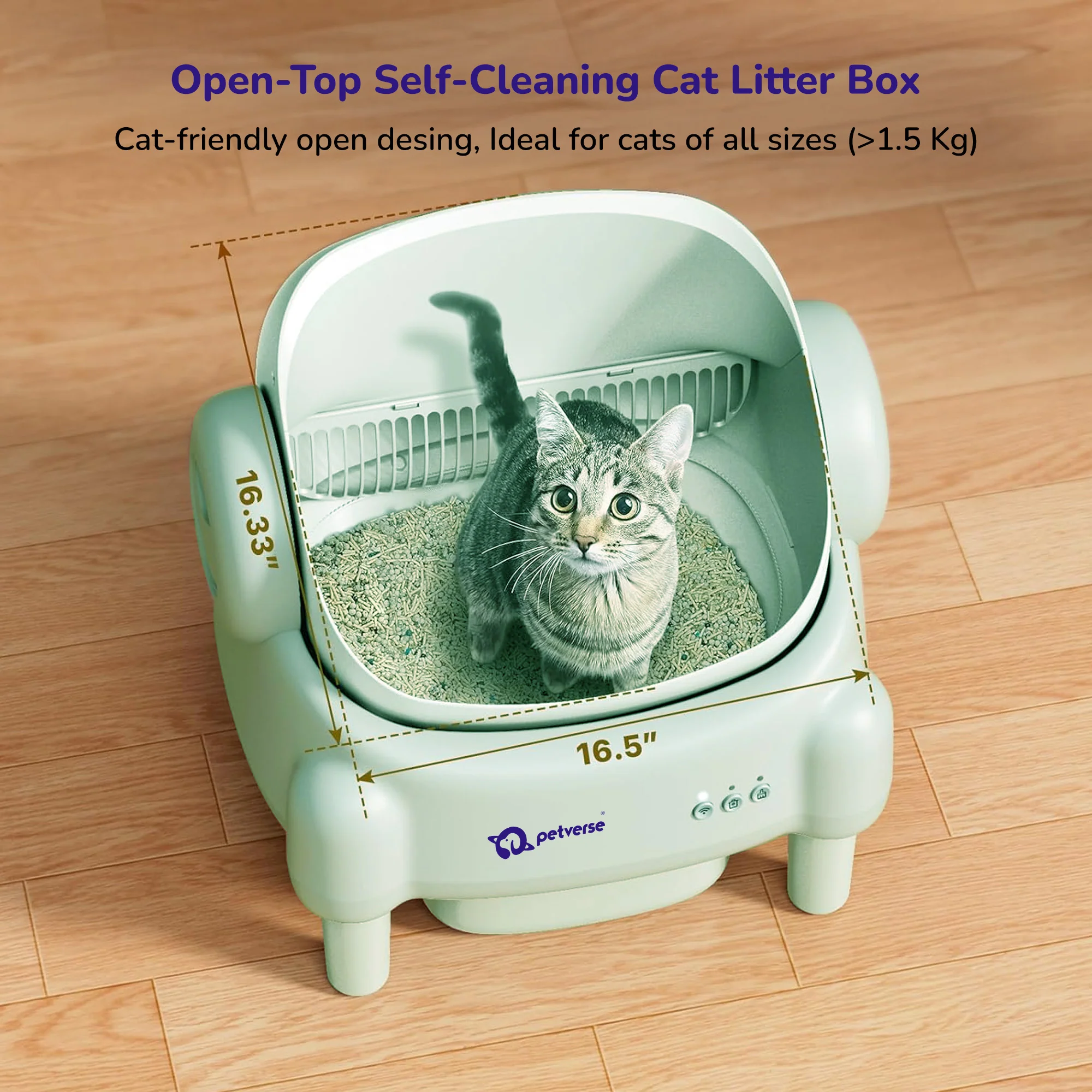 Petverse Automatic Open Top Self Cleaning Litter Box for Cats (White) - Image 5