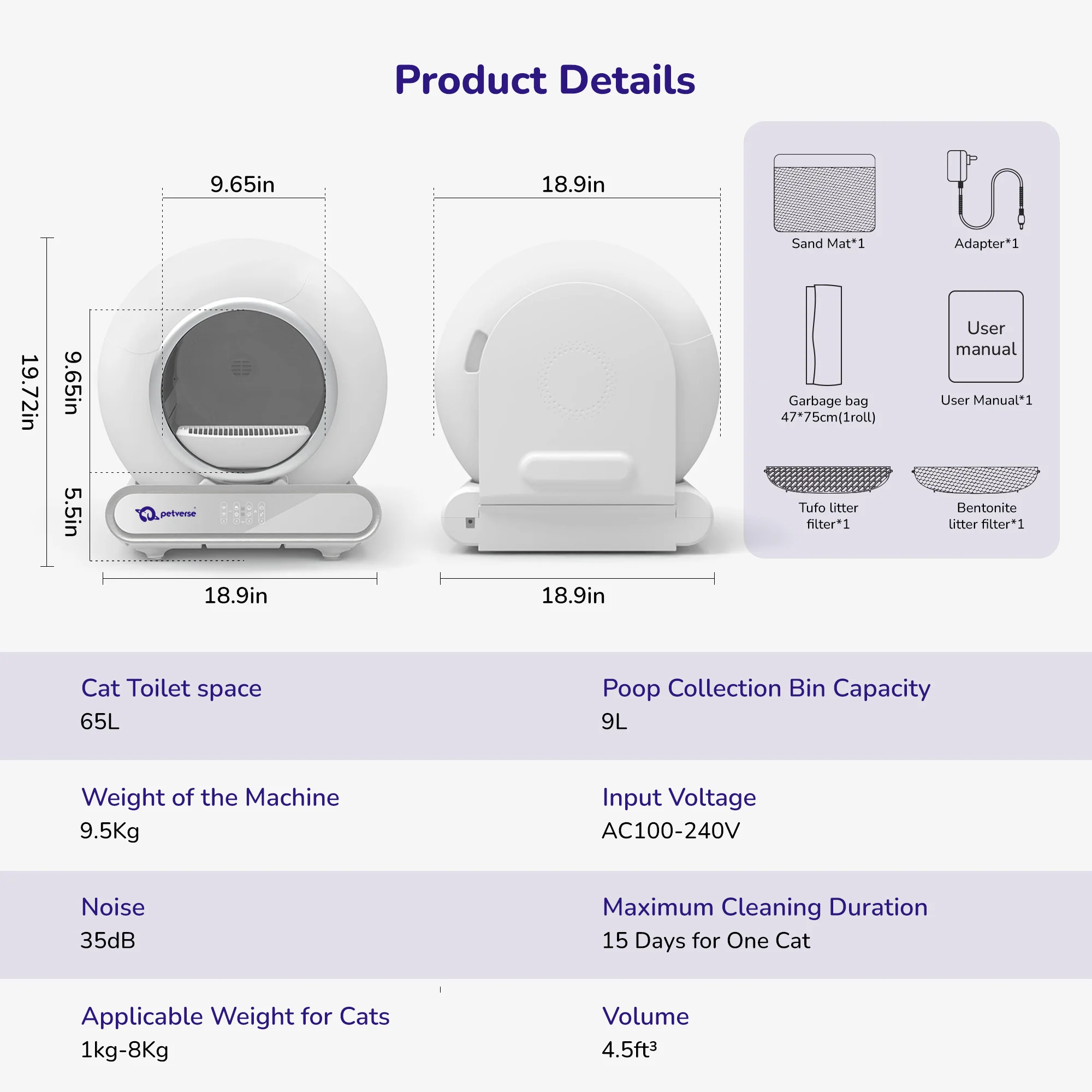 Petverse Pro Automatic Litter Box for Cats (White) - Image 10