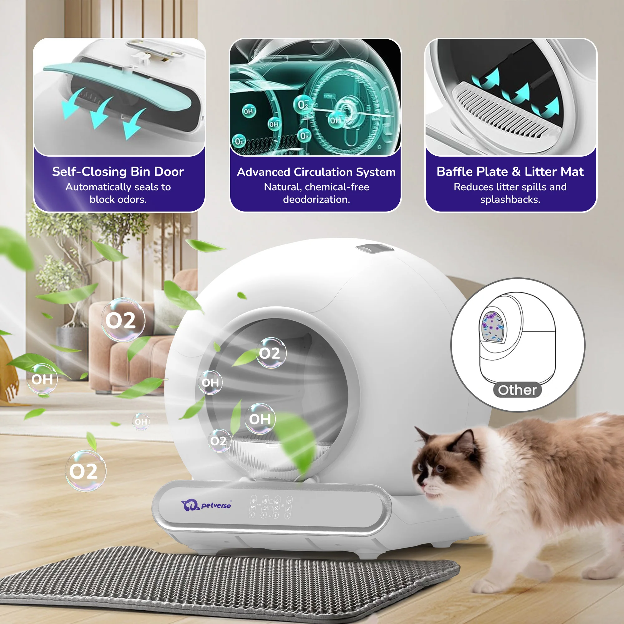 Petverse Pro Automatic Litter Box for Cats (White) - Image 6