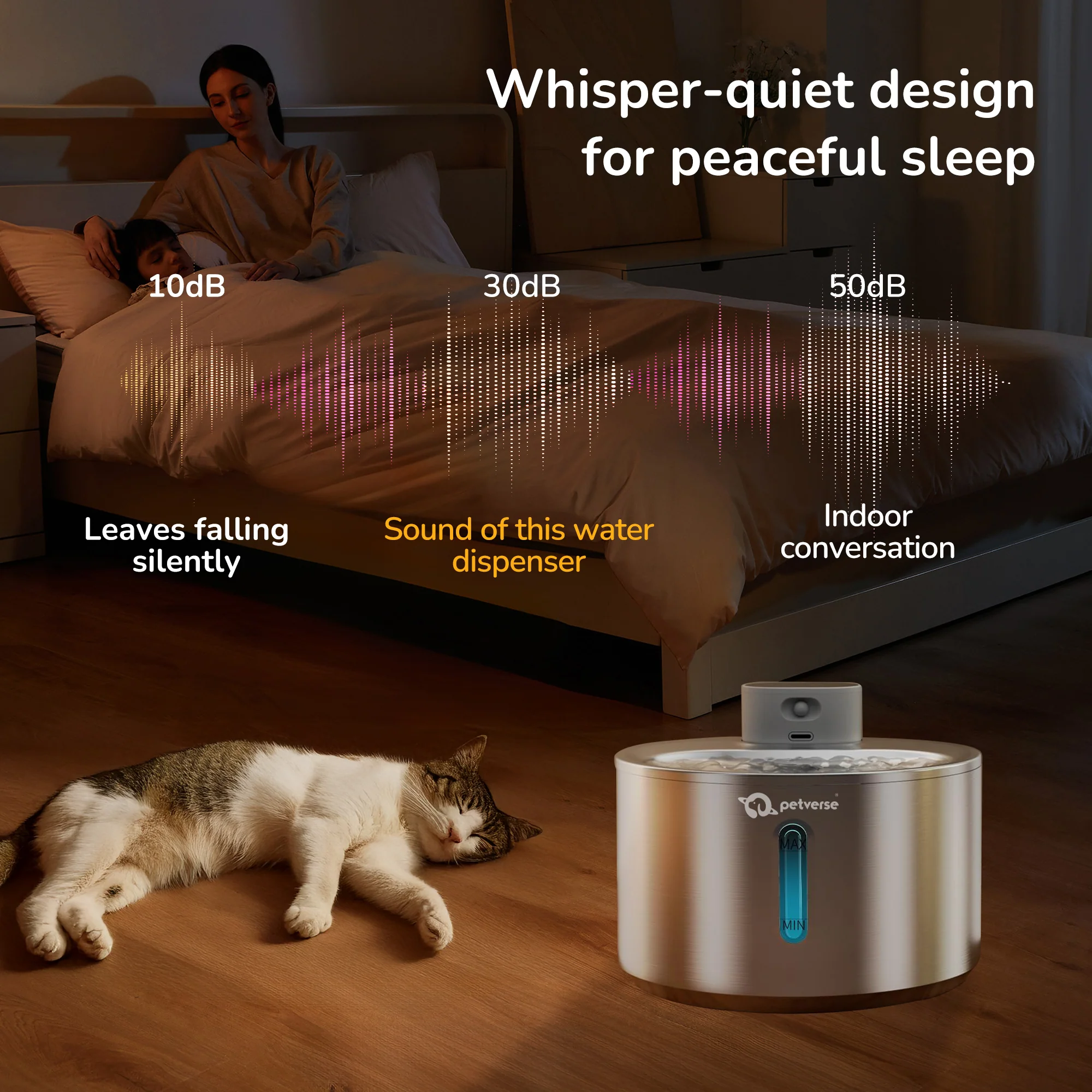 Petverse Smart Motion Sensor Pet Water Fountain for Dogs & Cats (Silver) - Image 2