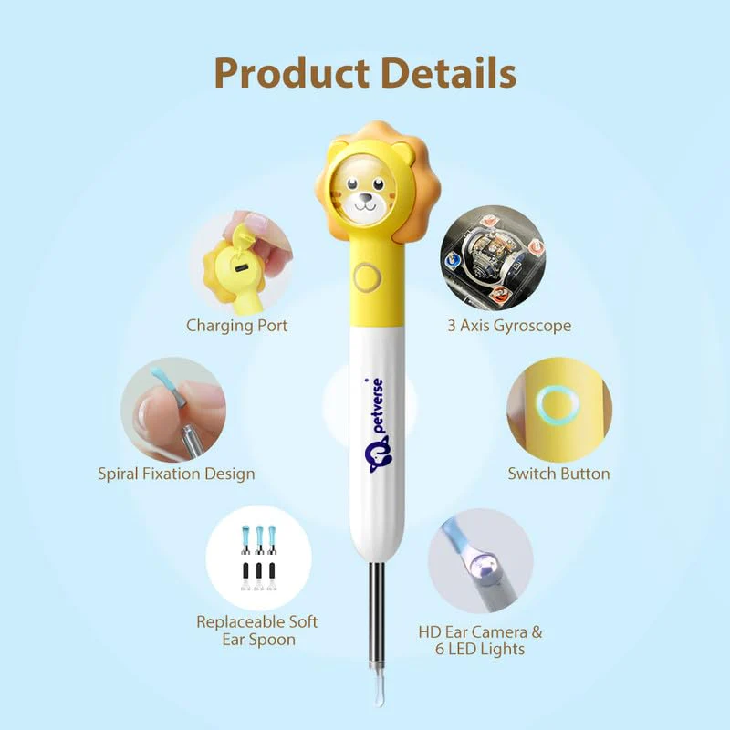 Petverse Smart Visual Pet Ear Cleaner with Camera for Dogs & Cats - Image 2