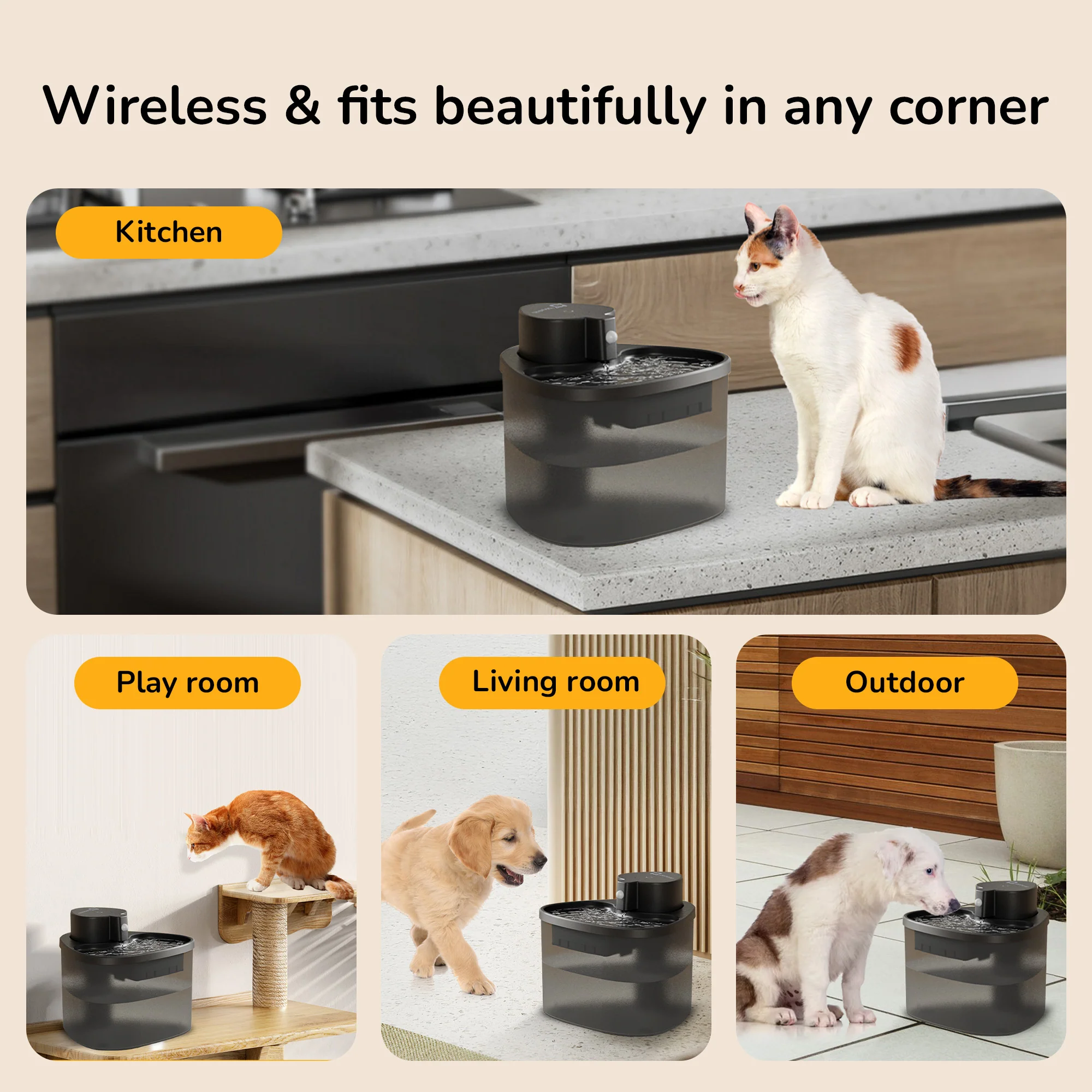 Petverse Wireless Water Fountain for Dogs & Cats (Black) - Image 10