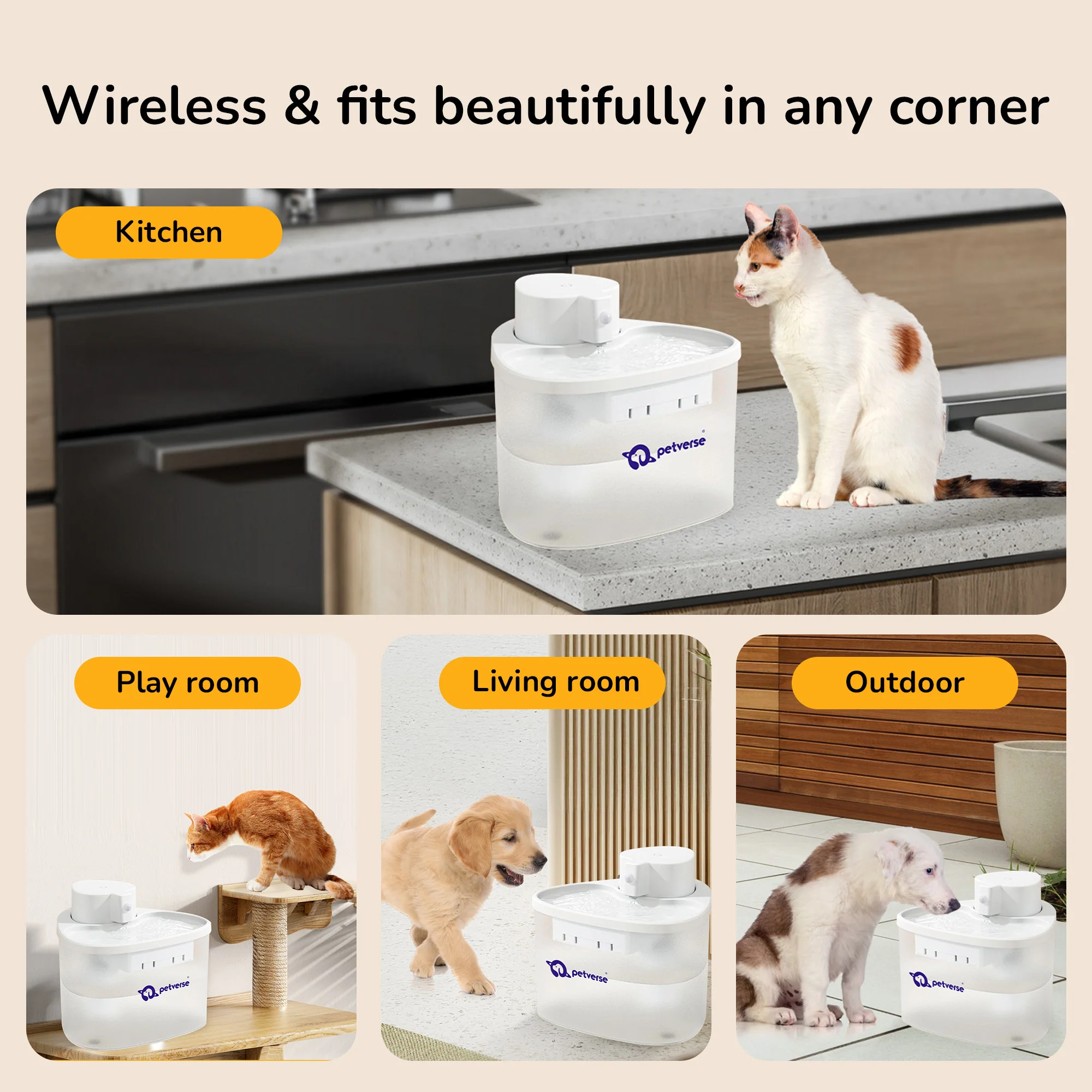 Petverse Wireless Water Fountain for Dogs & Cats (White) - Image 8