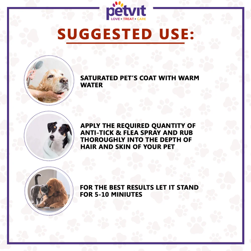 Petvit Anti Tick & Flea Spray for Dogs and Cats - Image 5